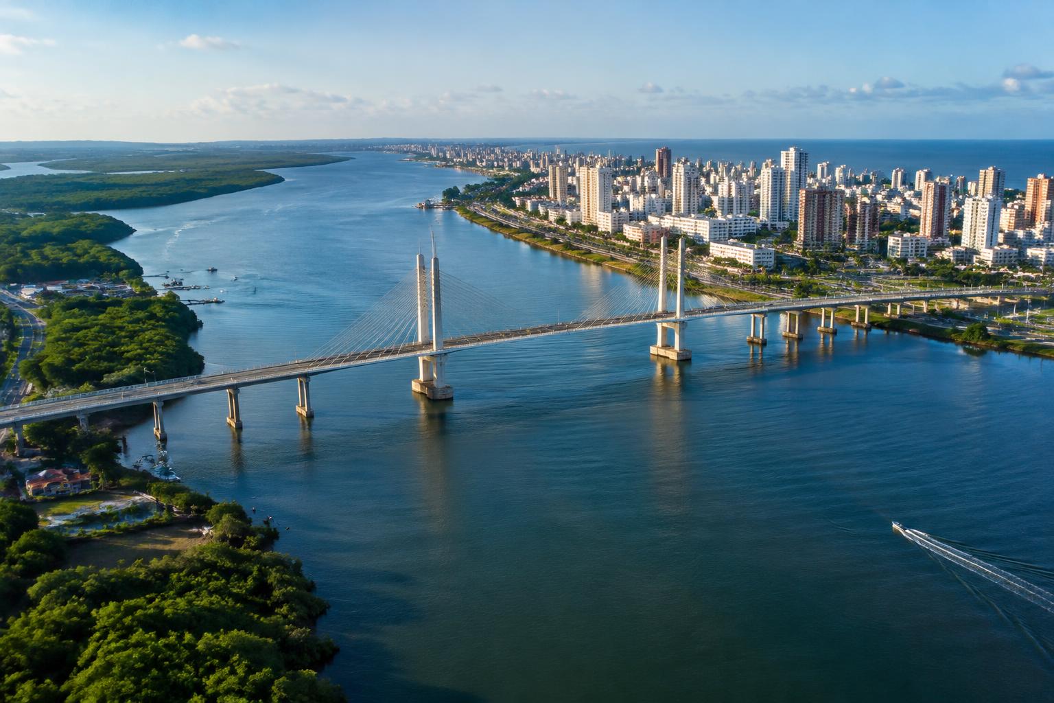 Aracaju e a ponte sobre o Rio Sergipe